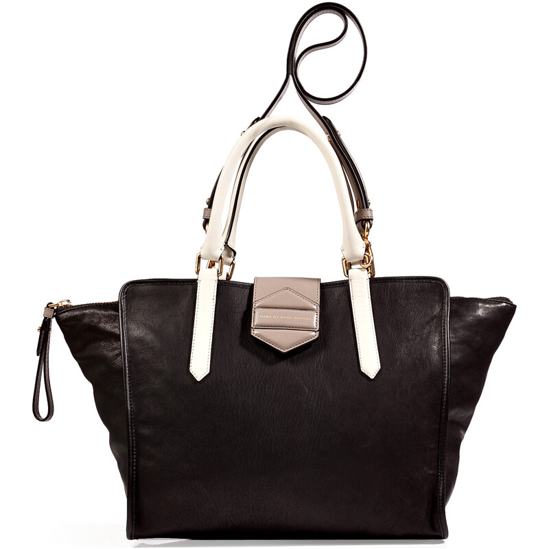 Marc by Marc Jacobs Black/Multi Colorblocked Leather Top Handle Satchel