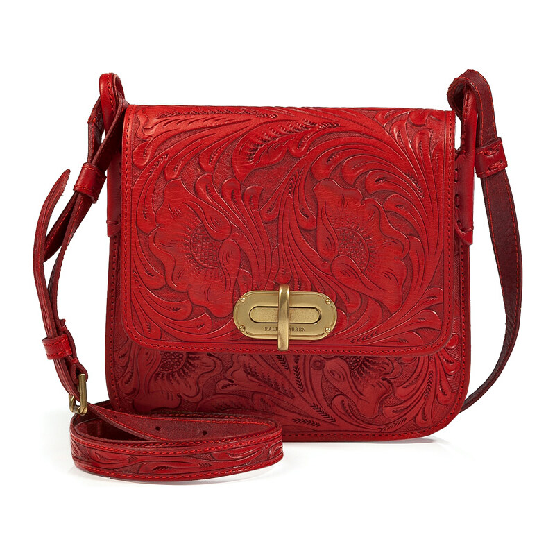 Ralph Lauren Collection Tooled Leather Crossbody Bag in Red
