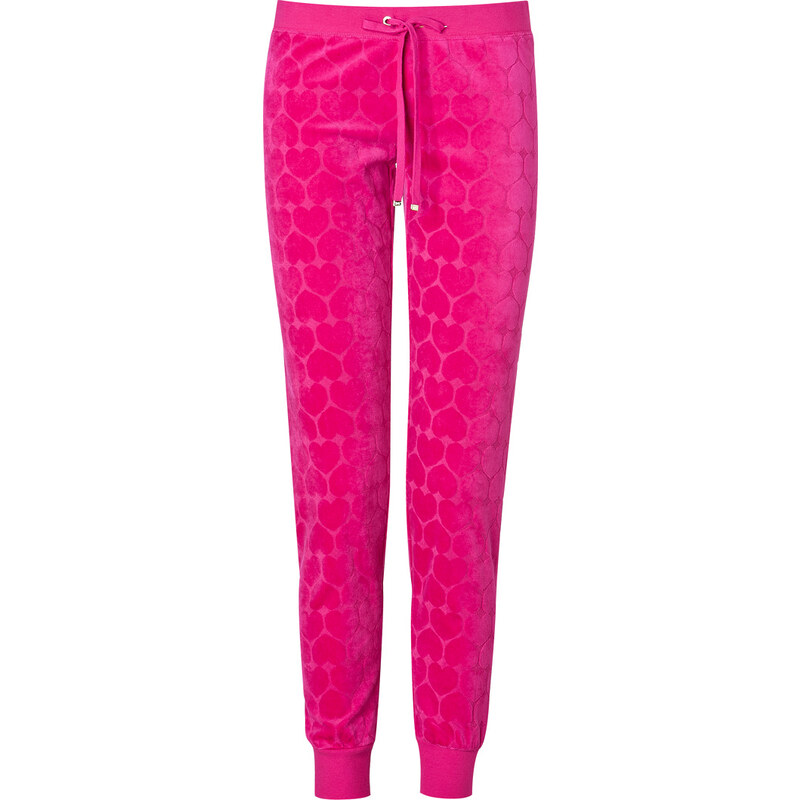 Juicy Couture Velour Heart Jacquard Slim Pants in Fuchsia