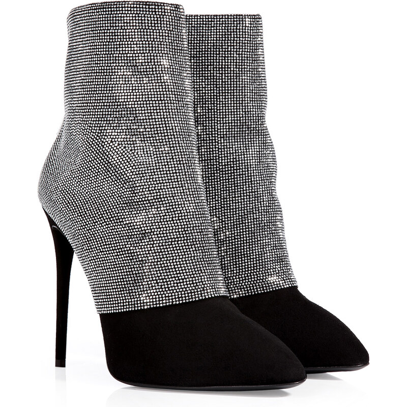 Giuseppe Zanotti Suede Ankle Boots with Chainmetal Crystals