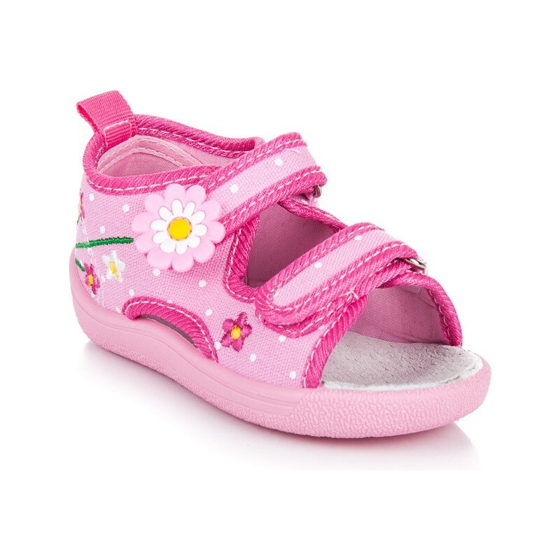 AMERICAN CLUB Lehoučké růžové dívčí papuče na suchý zip