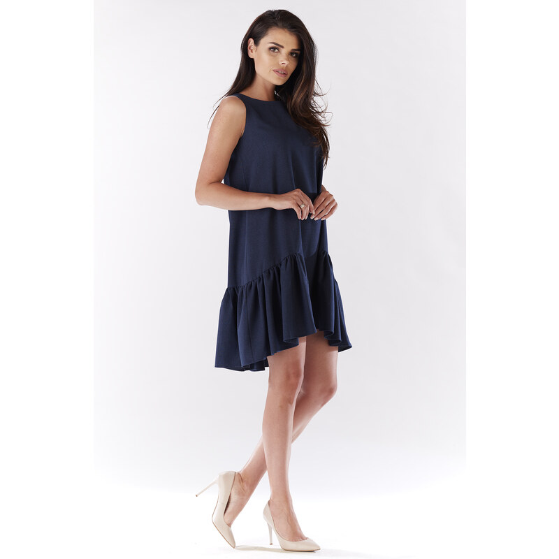 Awama Woman's Dress A176 Navy Blue