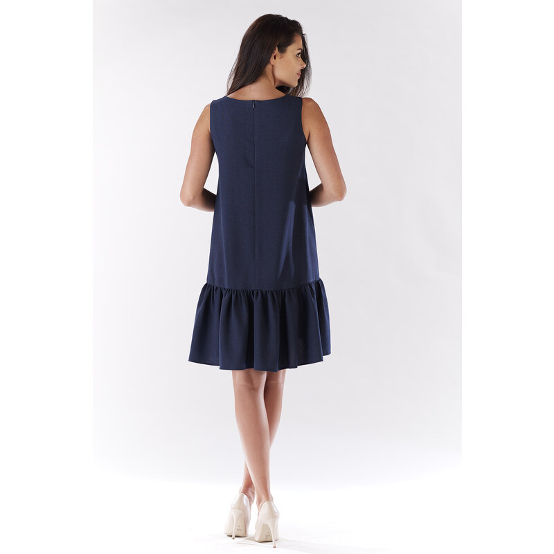 Awama Woman's Dress A176 Navy Blue