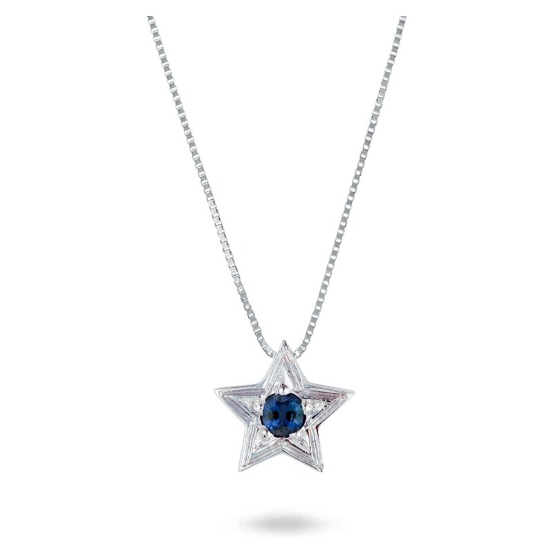 Zlatý náhrdelník s modrým safírem KLENOTA kln4129
