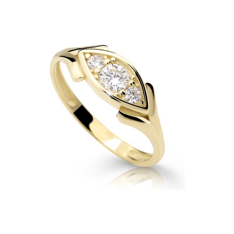 Danfil Zlatý prsten DF 2329 ze žlutého zlata, s briliantem 46