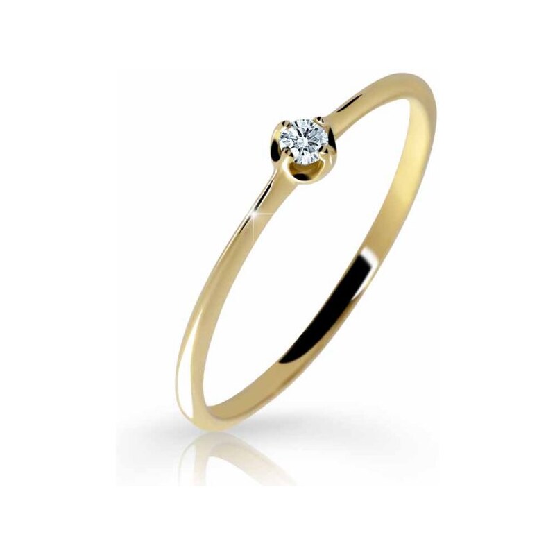 Danfil Zlatý zásnubní prsten DF 2931, žluté zlato, s briliantem 46