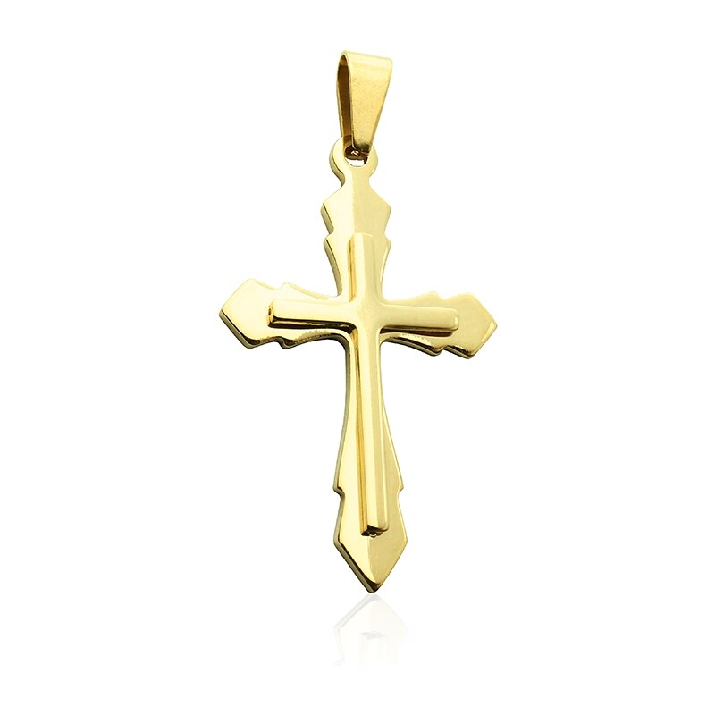 BM Jewellery Přívěsek křížek gold 3,7 cm z chirurgické oceli S991035