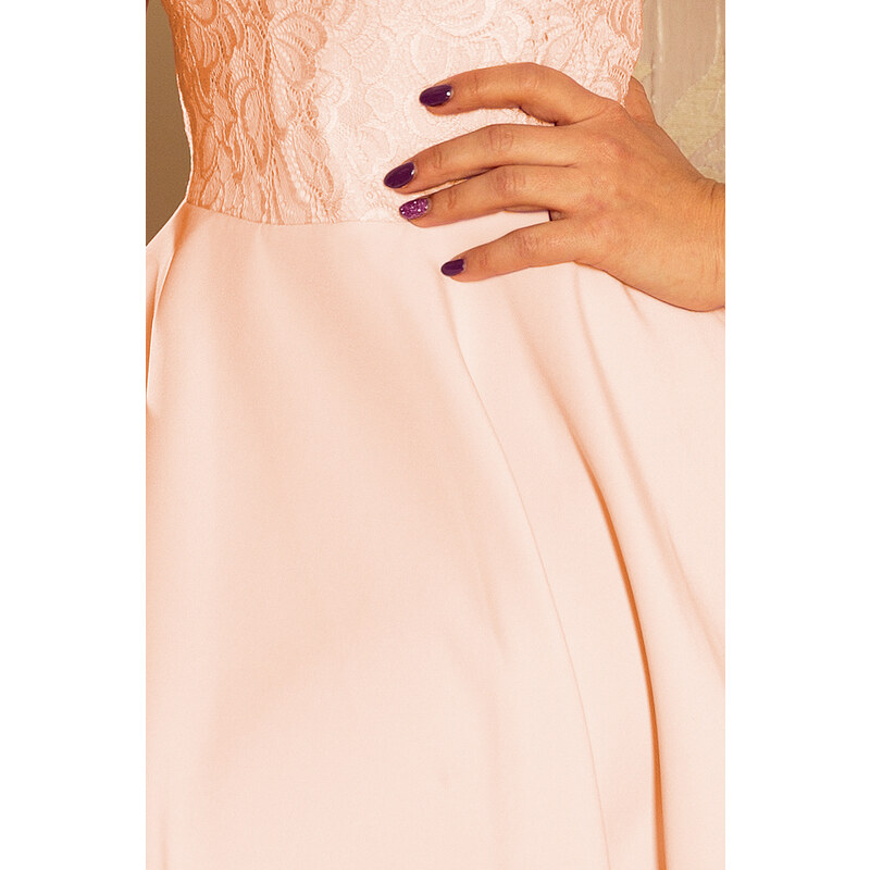 numoco Dámské šaty MARTA v broskvové barvě s krajkou model 5998792