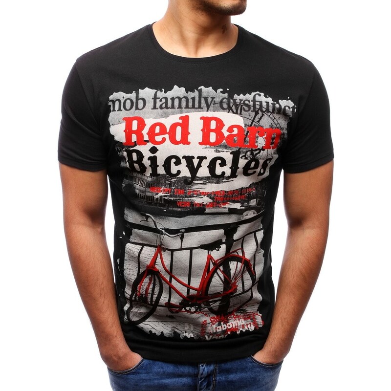 Fantastické černé pánské tričko RED BARN BICYCLES