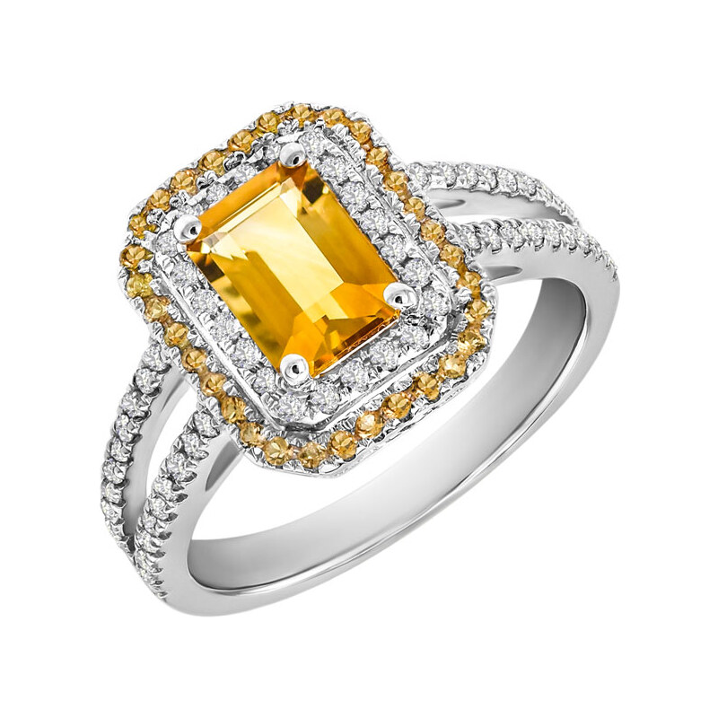 Eppi Zlatý prsten plný diamantů a citrínů Dixie