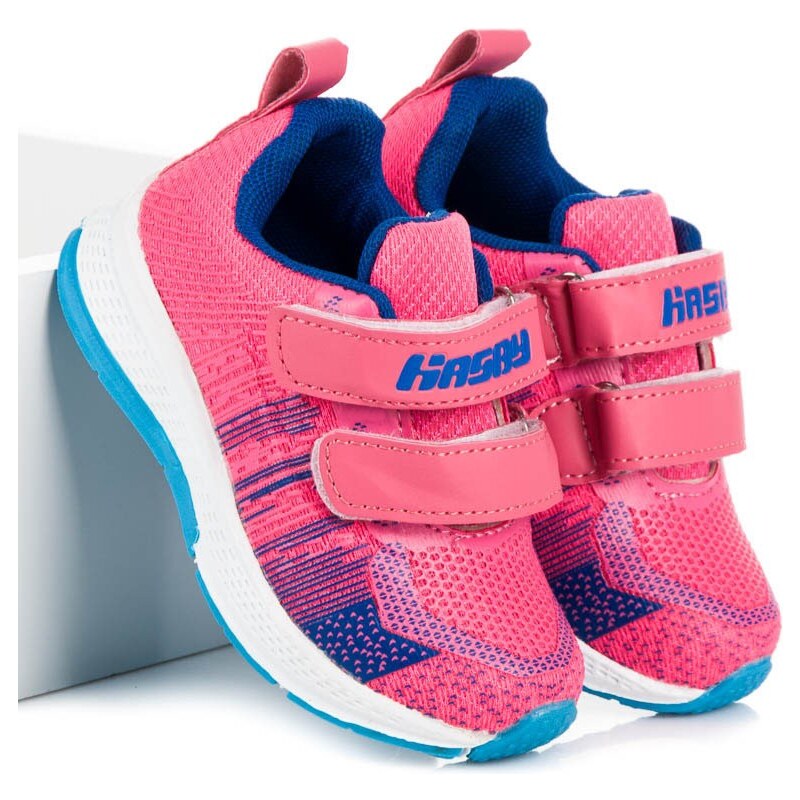 HASBY Růžové dětské sportovní boty na suchý zip