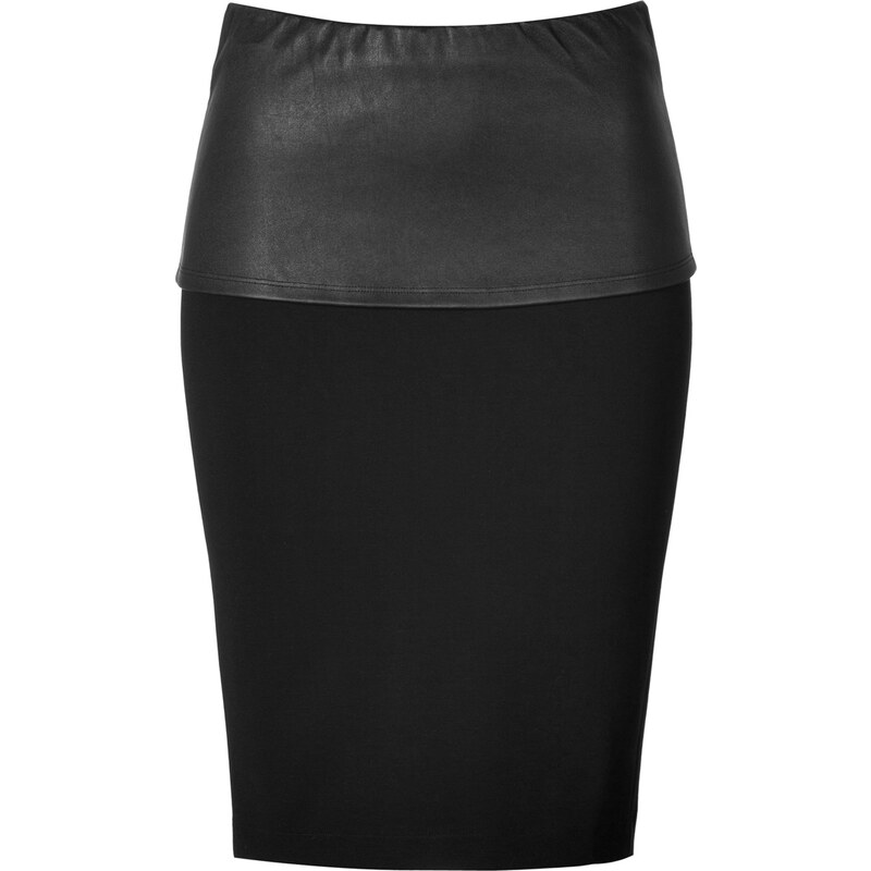 Donna Karan New York Jersey/Leather Pencil Skirt