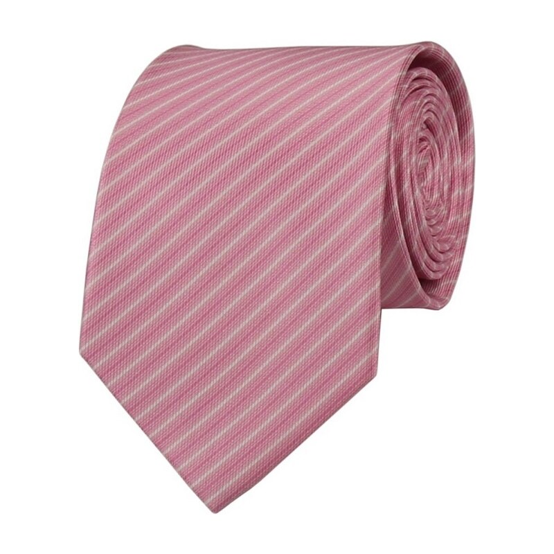 Quentino Světle růžová pánská kravata s bílo růžovými proužky