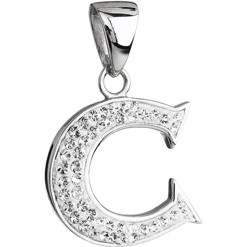Stříbrný přívěsek s krystaly Swarovski bílé písmeno C 34102.1