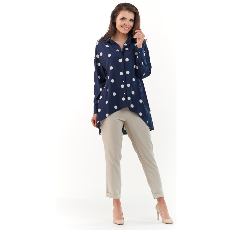 Awama Womans Shirt A217 Navy Blue