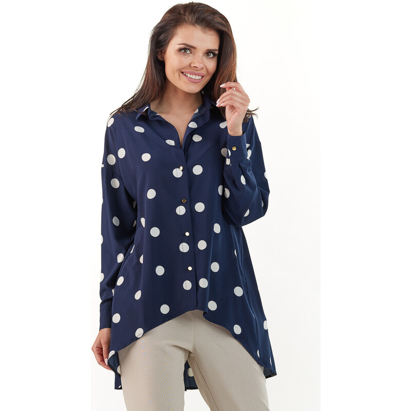 Awama Woman's Shirt A217 Navy Blue