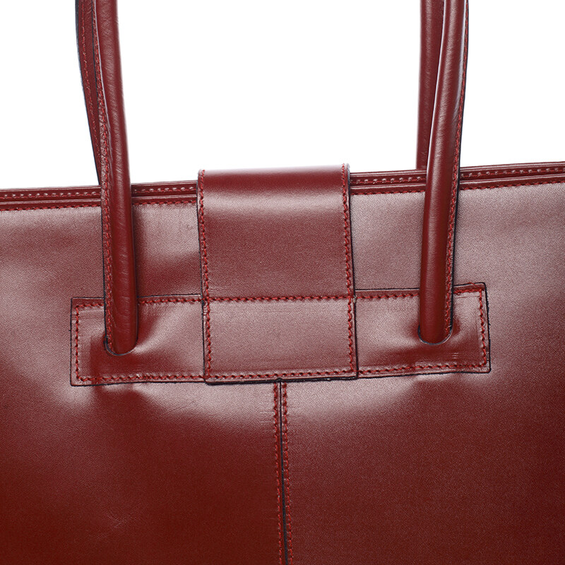 Delami Vera Pelle Elegantní a módní dámská kožená kabelka tmavě červená - ItalY Alison červená