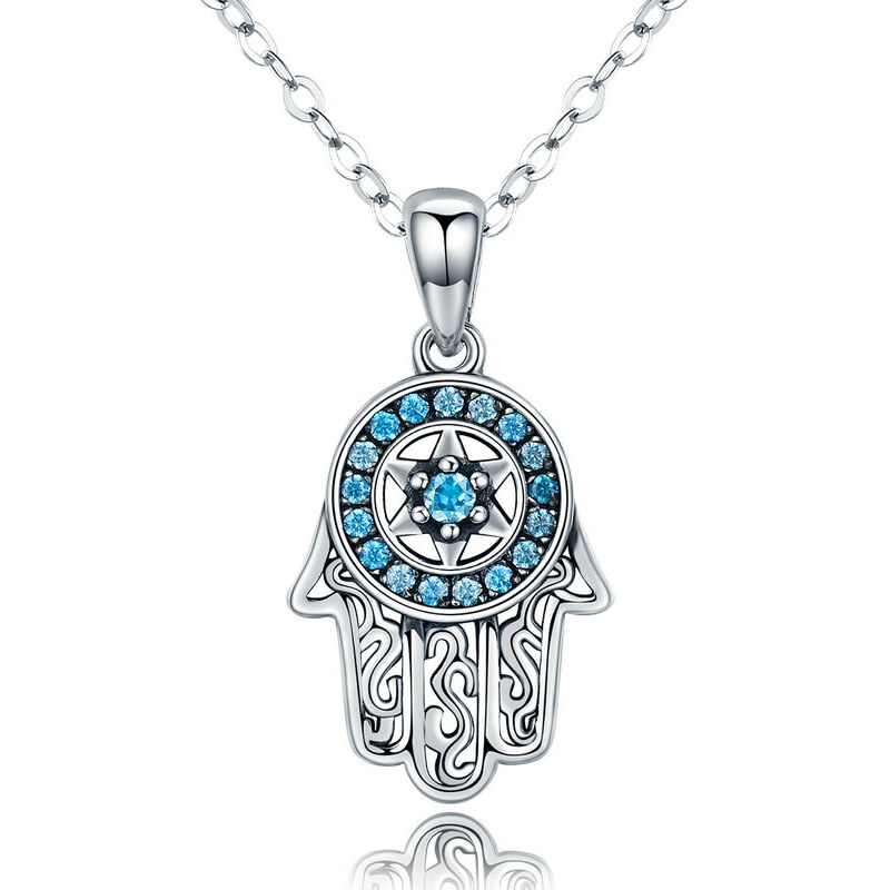 Elenys stříbný náhrdelník Hamsa Symbol ochrany 27112979