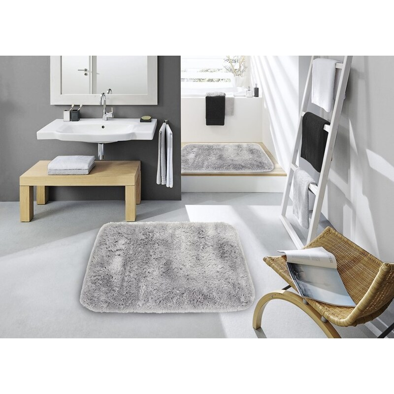 Koupelnový kusový plyšový koberec / do koupelny světle šedý 50x80cm /  60x90cm - GLAMI.cz