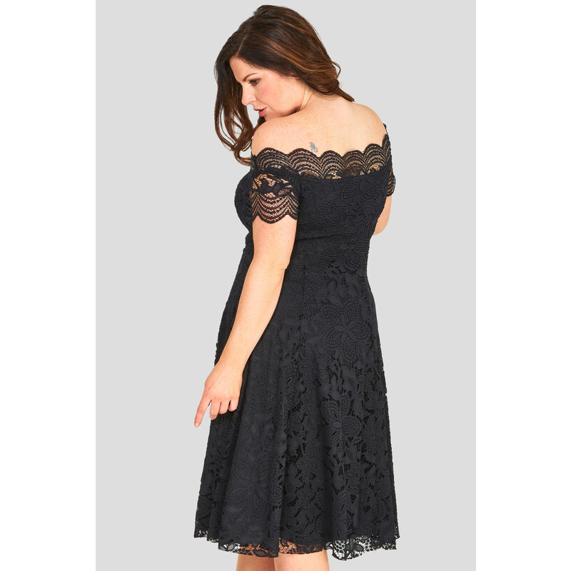 ZURI GB Krajkové šaty Avant Garde s rozšířenou sukní černé