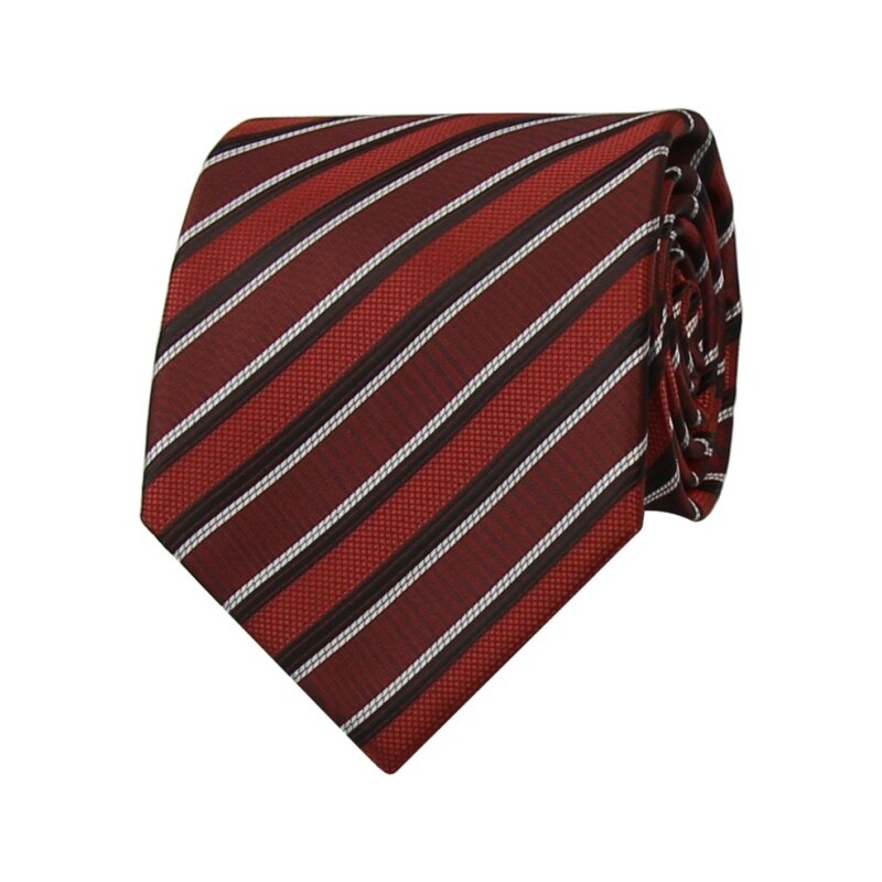 Quentino Vínově červená pánská kravata s červeno černo bílými pruhy