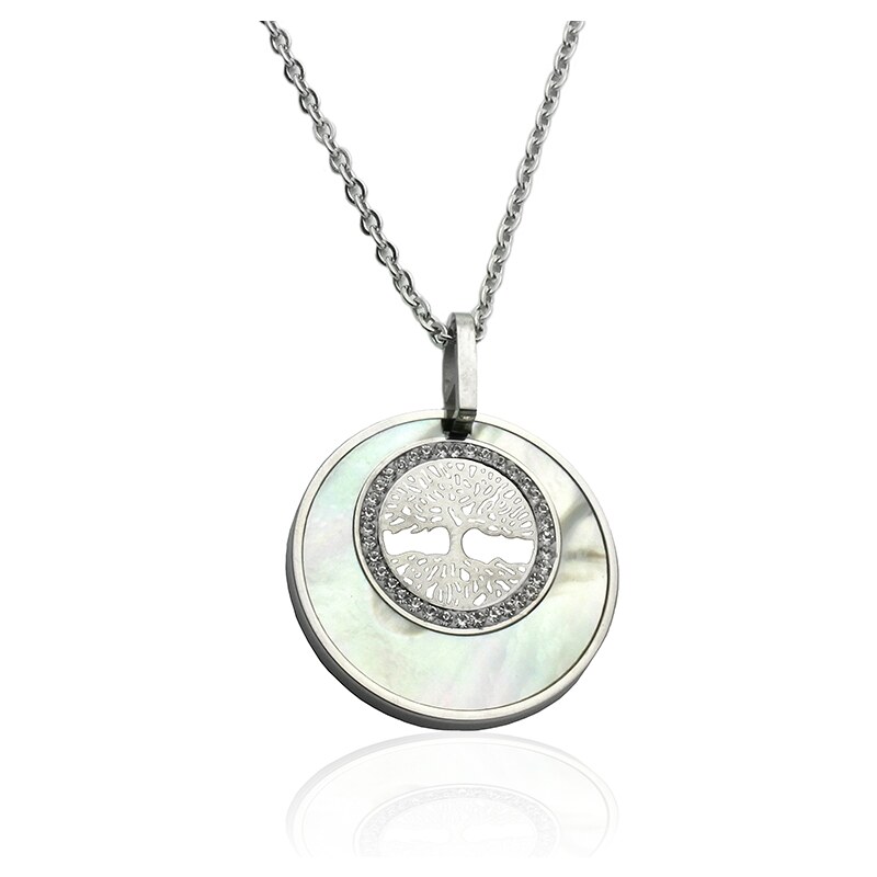 BM Jewellery Dámský náhrdelník strom života perla z chirurgické oceli S417160