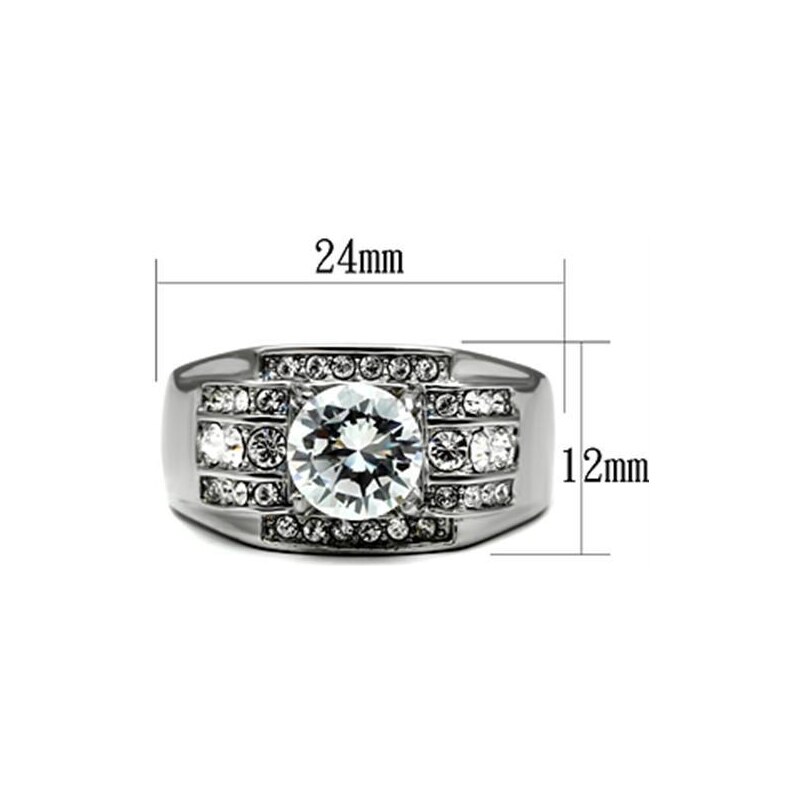US Ocelový pánský prsten s Cubic Zirconia Ocel 316 - Ervin