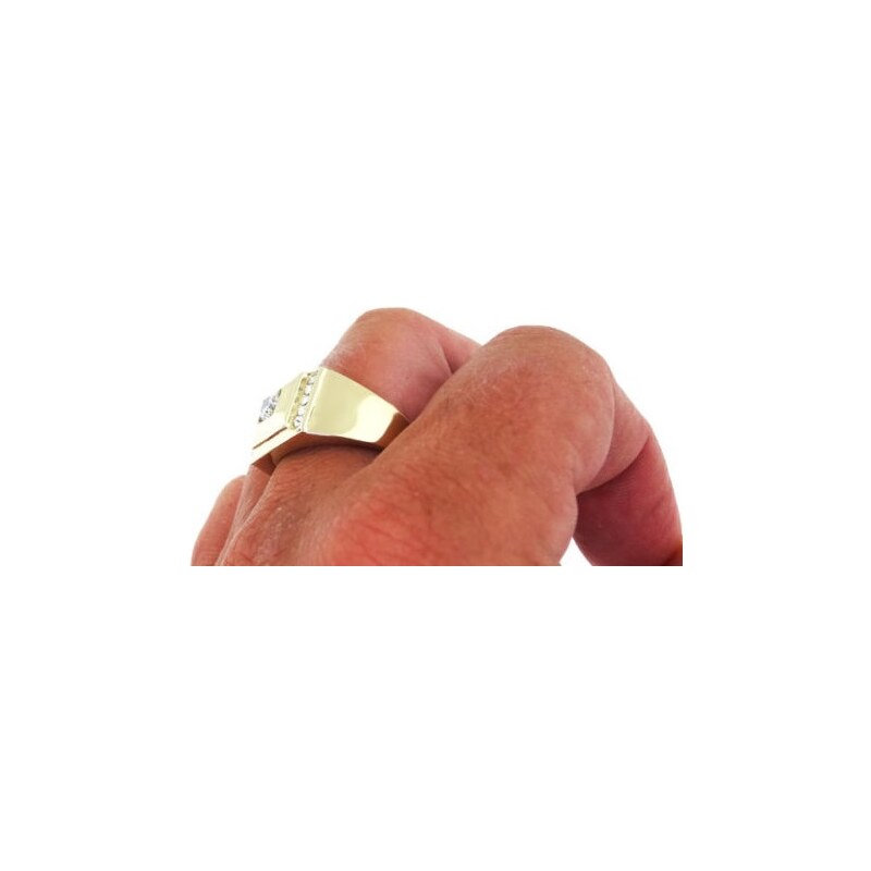 US Ocelový, pozlacený pánský prsten s Cubic Zirconia Ocel 316 - Jonathon