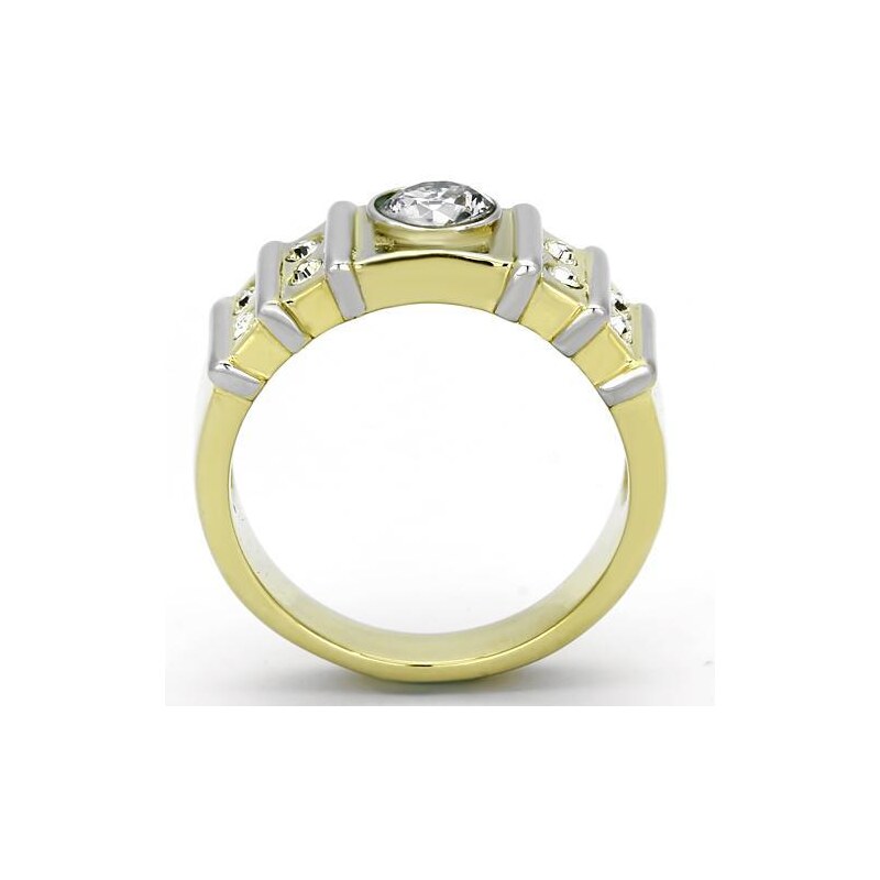 US Ocelový, pozlacený pánský prsten s Cubic Zirconia Ocel 316 - Nick