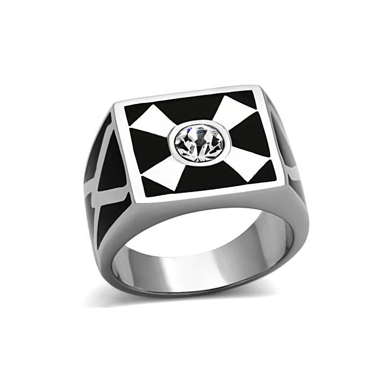 US Ocelový pánský prsten s Crystalem zdobený Ocel 316 - Graham