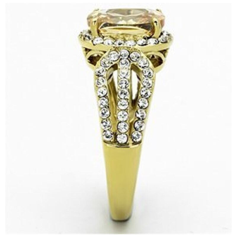 US Ocelový, pozlacený dámský prsten s Cubic Zirconia Ocel 316 - Beth