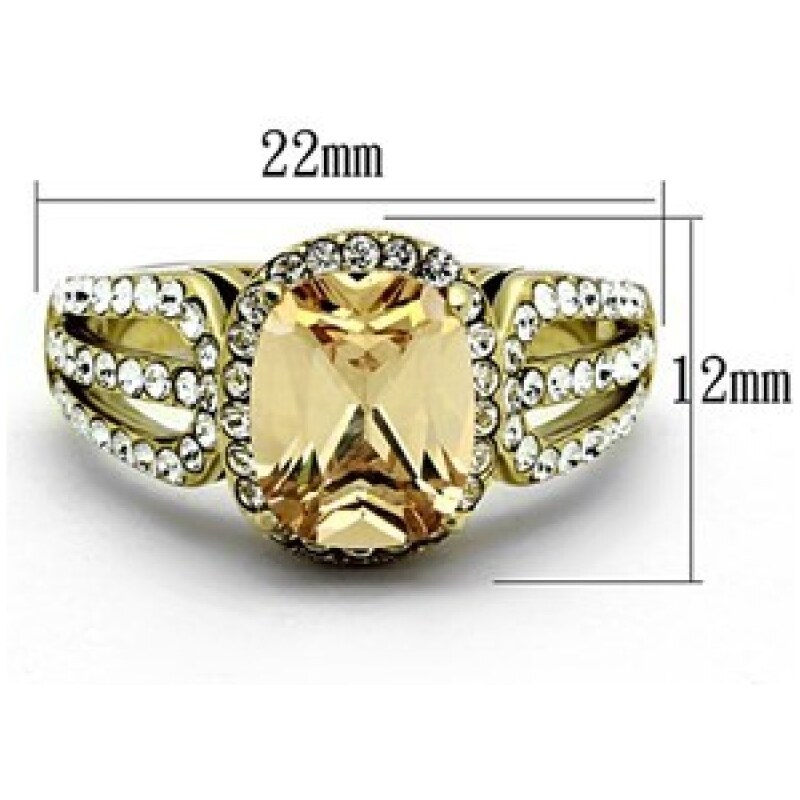 US Ocelový, pozlacený dámský prsten s Cubic Zirconia Ocel 316 - Beth