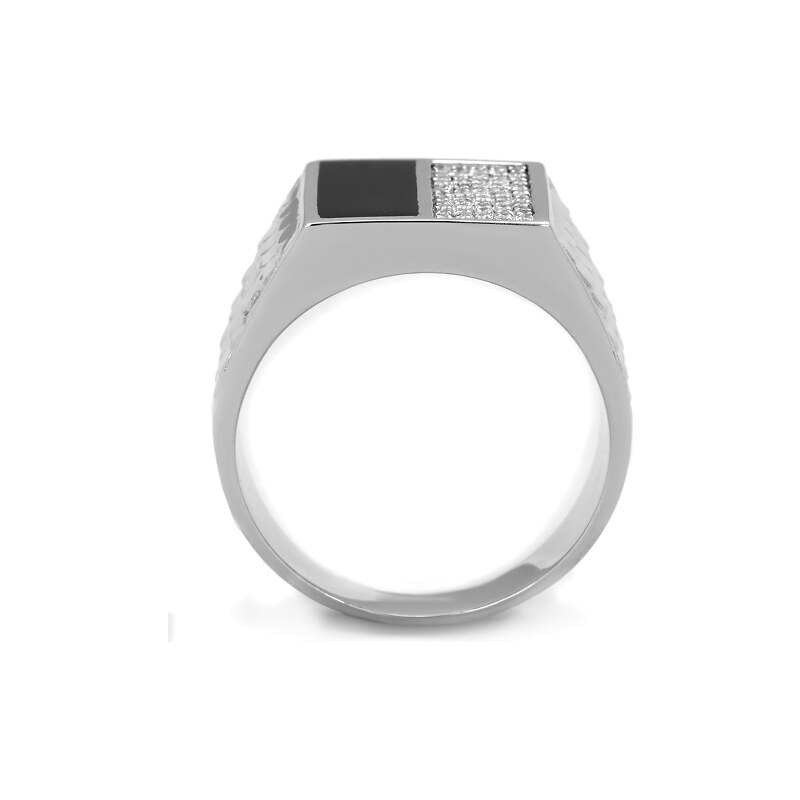 US Stříbrný, rhodiovaný pánský prsten s Cubic Zirconia Stříbro 925 - Cael
