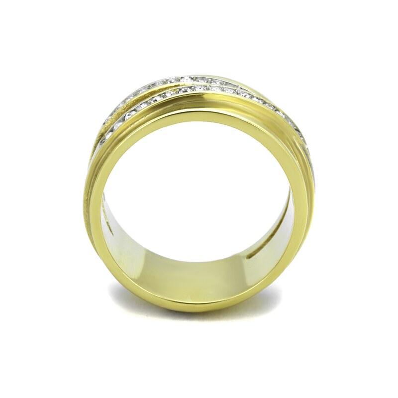 US Ocelový, pozlacený dámský prsten s krystaly Swarovski Ocel 316 - Regina