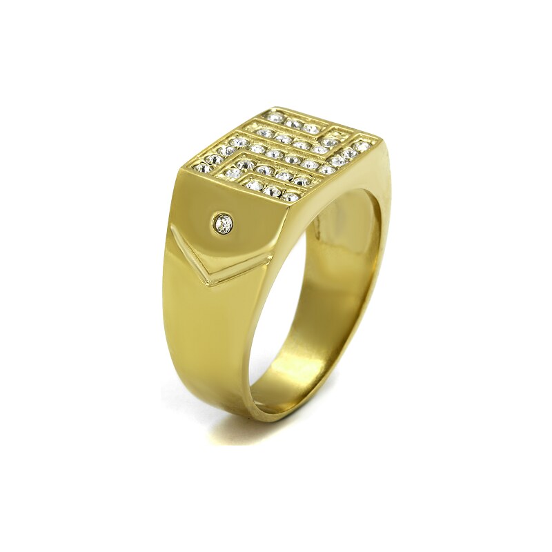 US Ocelový, pozlacený prsten s Crystaly Ocel 316 - Kason