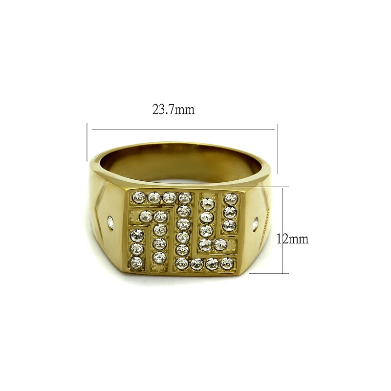 US Ocelový, pozlacený prsten s Crystaly Ocel 316 - Kason