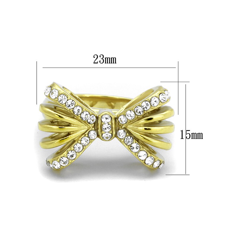US Ocelový, pozlacený dámský prsten s krystaly Swarovski Ocel 316 - Mašle Caroline
