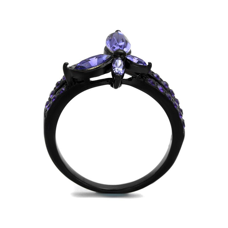 US Ocelový, pokovený dámský prsten s Swarovski krystaly Ocel 316 - Animal Motýl