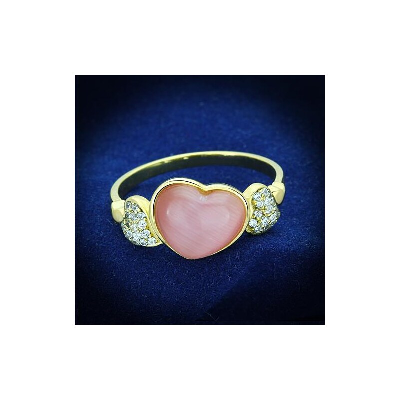 US Stříbrný, pozlacený prsten s kamenem a Cubic Zirconia Stříbro 925 - Srdce