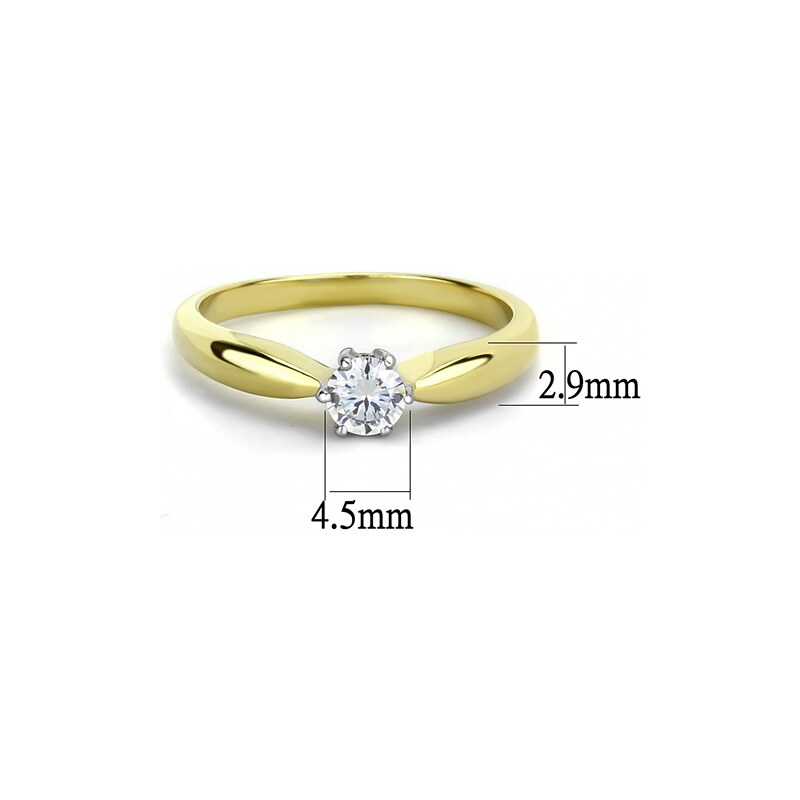 US Ocelový, pozlacený dámský prsten s Cubic Zirconia Ocel 316 - Sasha