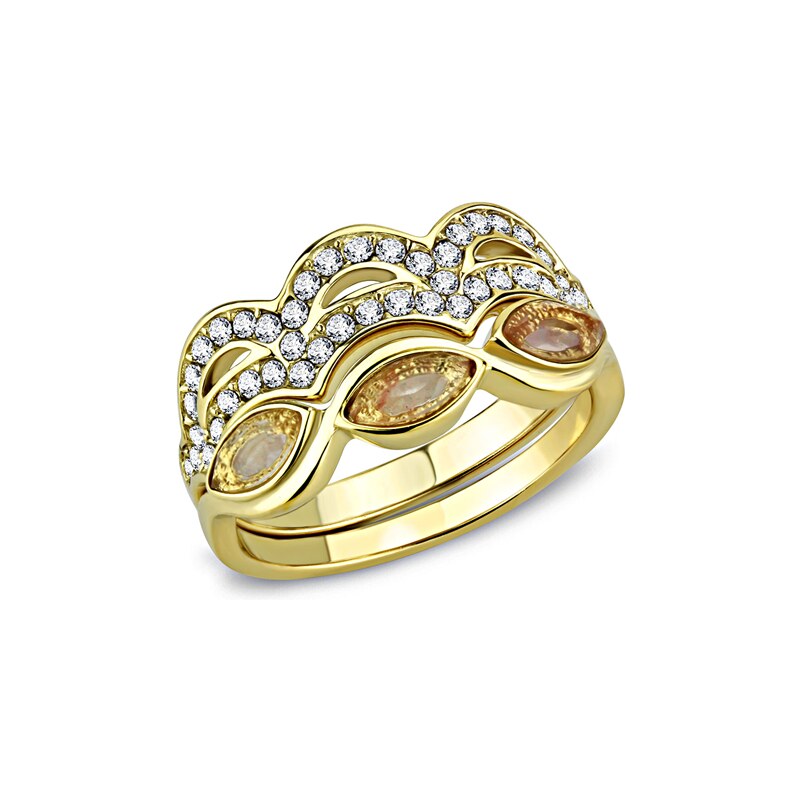 US Ocelový, pozlacený dámský set/prsteny s kameny a krystaly Ocel 316 - River