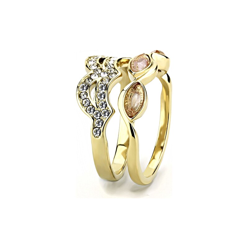 US Ocelový, pozlacený dámský set/prsteny s kameny a krystaly Ocel 316 - River