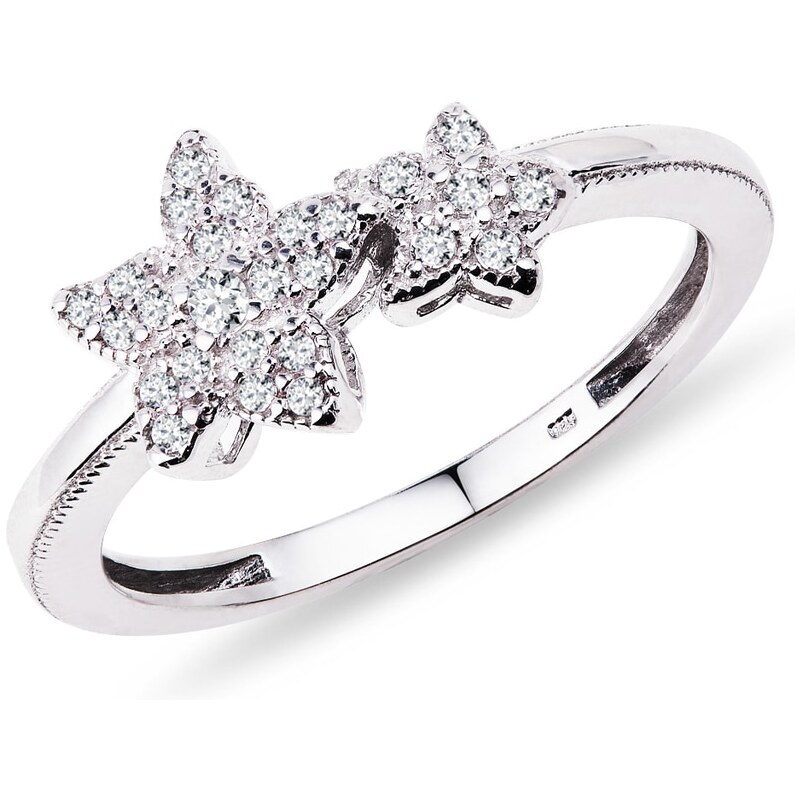 Zlatý prsten diamantová květina KLENOTA k0101012