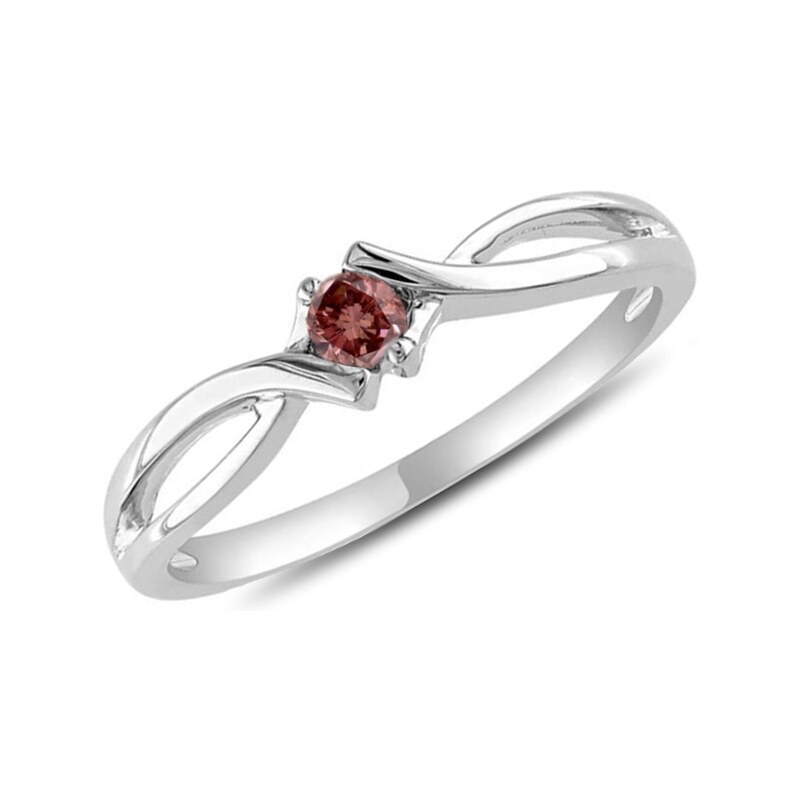 Stříbrný prsten s červeným diamantem KLENOTA kln1389ag