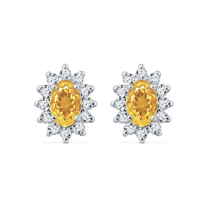 Zlaté náušnice s citríny a diamanty KLENOTA k0245152