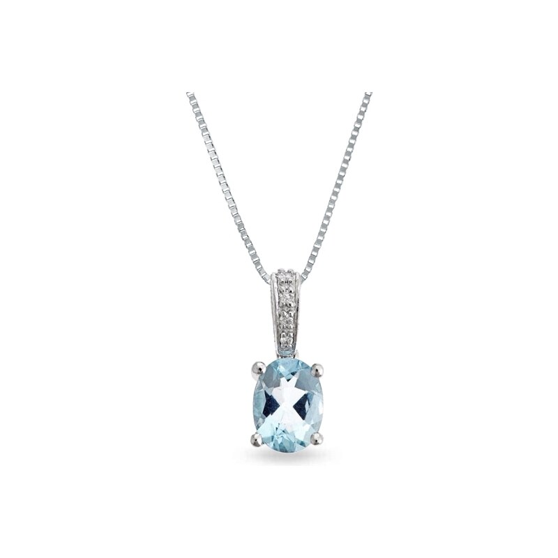 Zlatý náhrdelník s akvamarínem a diamantem KLENOTA je3052