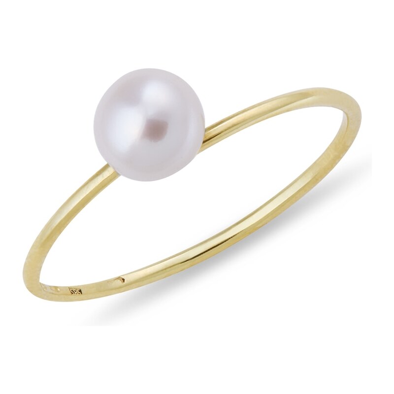 Minimalistický zlatý prsten s perlou KLENOTA k0520013