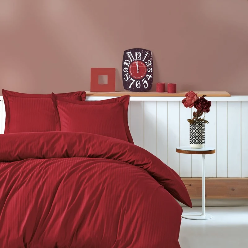 Cotton Box Bonami Červené povlečení s prostěradlem na dvoulůžko Stripe, 200  x 220 cm - GLAMI.cz