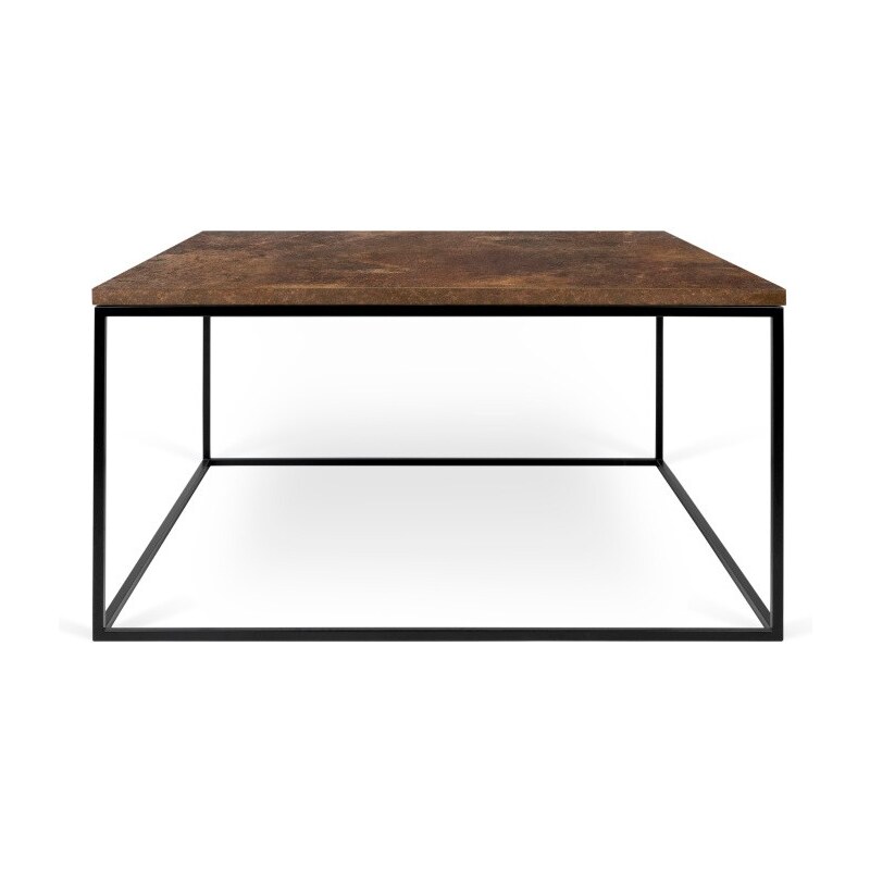 Bonami Hnědý konferenční stolek s černými nohami TemaHome Gleam, 75 x 75 cm