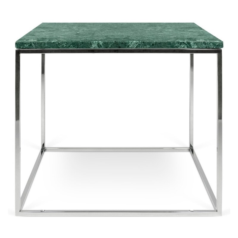 BonamiZelený mramorový konferenční stolek s chromovými nohami TemaHome Gleam, 50 x 50 cm
